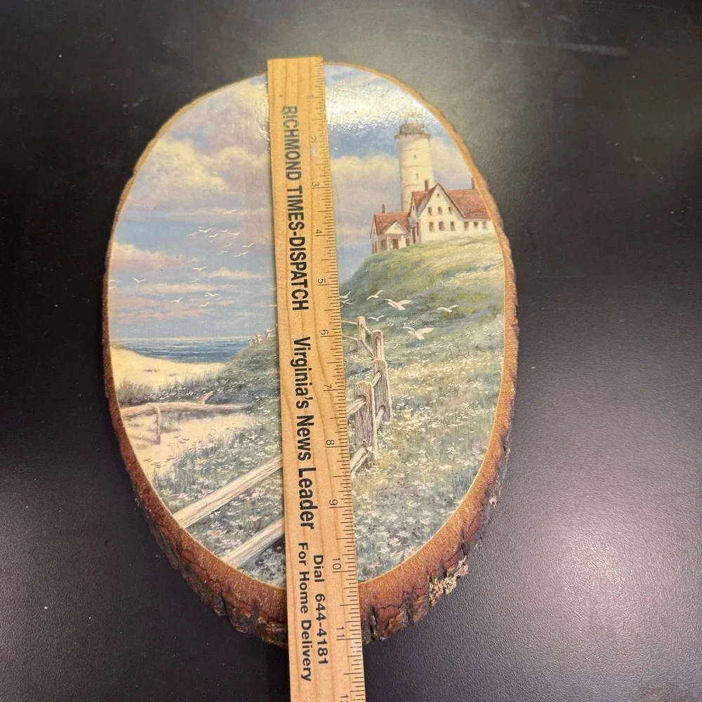 Vintage Decoupage Wood Slice Coastal‎ Lighthouse 11